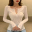 Simple and Slim V Neck Women's Top