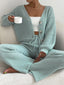 V-neck Women's Cardigan Two Piece Set