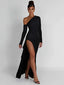 Elegant Silhouette Long Sleeve Maxi Dress with Thigh High Split