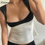 Women's Backless Satin Patchwork Tank Top