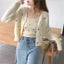 Two-piece Flower Embroidered Knitted Cardigan For Women