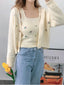 Two-piece Flower Embroidered Knitted Cardigan For Women