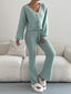 V-neck Women's Cardigan Two Piece Set