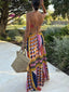 Bohemian Geometry Print Women's Halter Maxi Dress