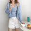 Two-piece Flower Embroidered Knitted Cardigan For Women