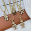 Chunky Teddy Bear Gold Plated Rhinestone Necklace