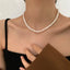 Minimalist Dainty Pearl Gold Plated Necklace