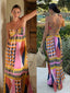 Bohemian Geometry Print Women's Halter Maxi Dress