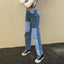 Patchwork Perfection Mid Waist Straight Leg Jeans