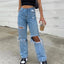 Forever Blue Ripped High Waist Denim Jeans