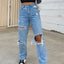 Forever Blue Ripped High Waist Denim Jeans