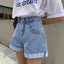 Women's High Waist Denim Cowgirl Shorts