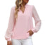 Chiffon Women's Long Sleeve V-Neck Blouse